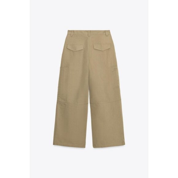 ZARA CARGO TROUSERS WITH PLEATS - Picture 8 of 9